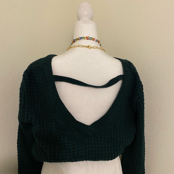 Deep Forest Green Knit Oversized Sweater - Picture 5 of 11
